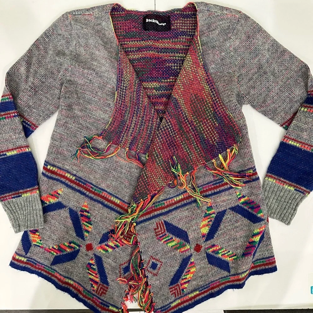 Rocks & Indigo Open cardigan with Aztec design Size Small - Picture 1 of 8
